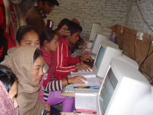 Local people using internet and computer